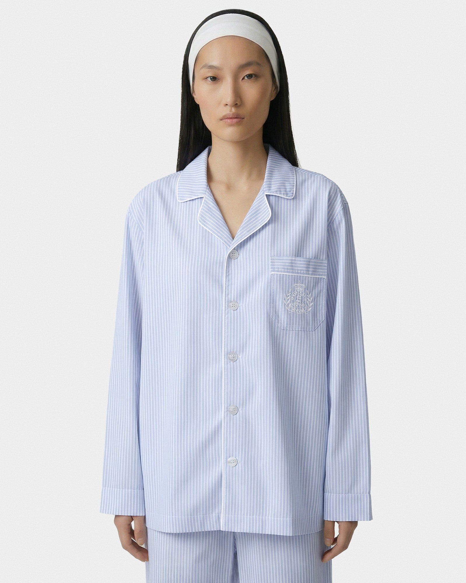 NY Crest Pyjama Shirt - Blue Striped