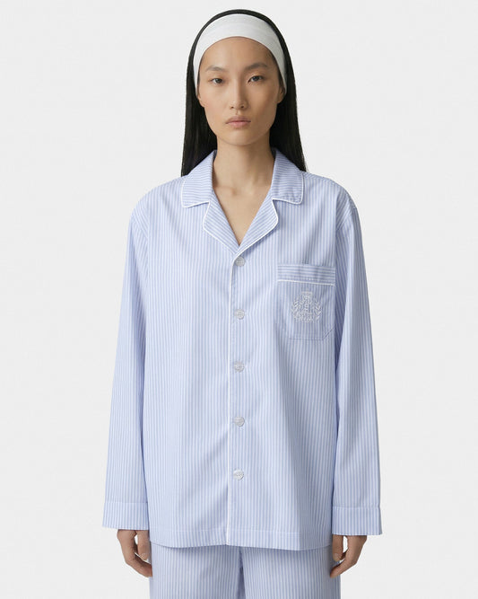 NY Crest Pyjama Shirt - Blue Striped