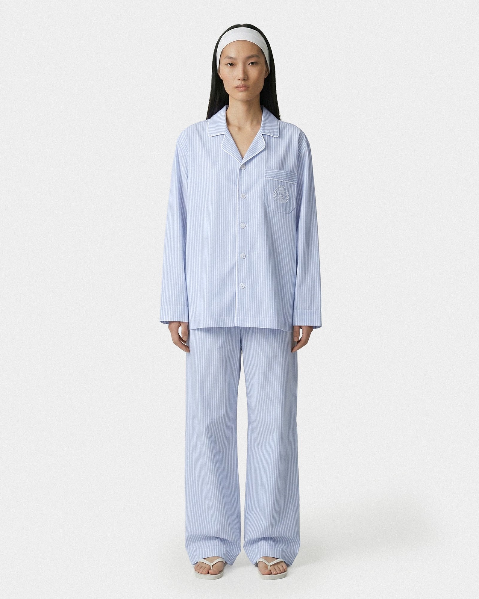NY Crest Pyjama Shirt - Blue Striped