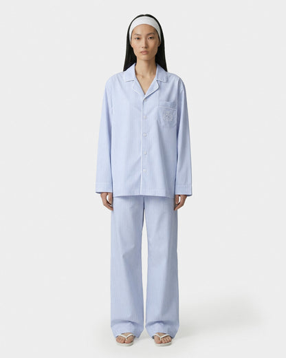 NY Crest Pyjama Shirt - Blue Striped