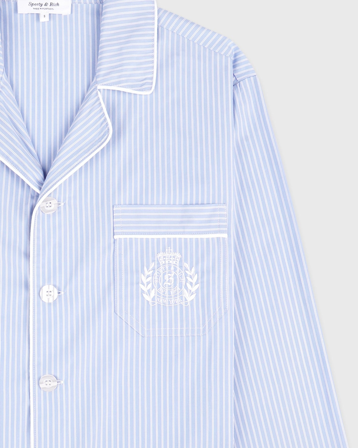 NY Crest Pyjama Shirt - Blue Striped