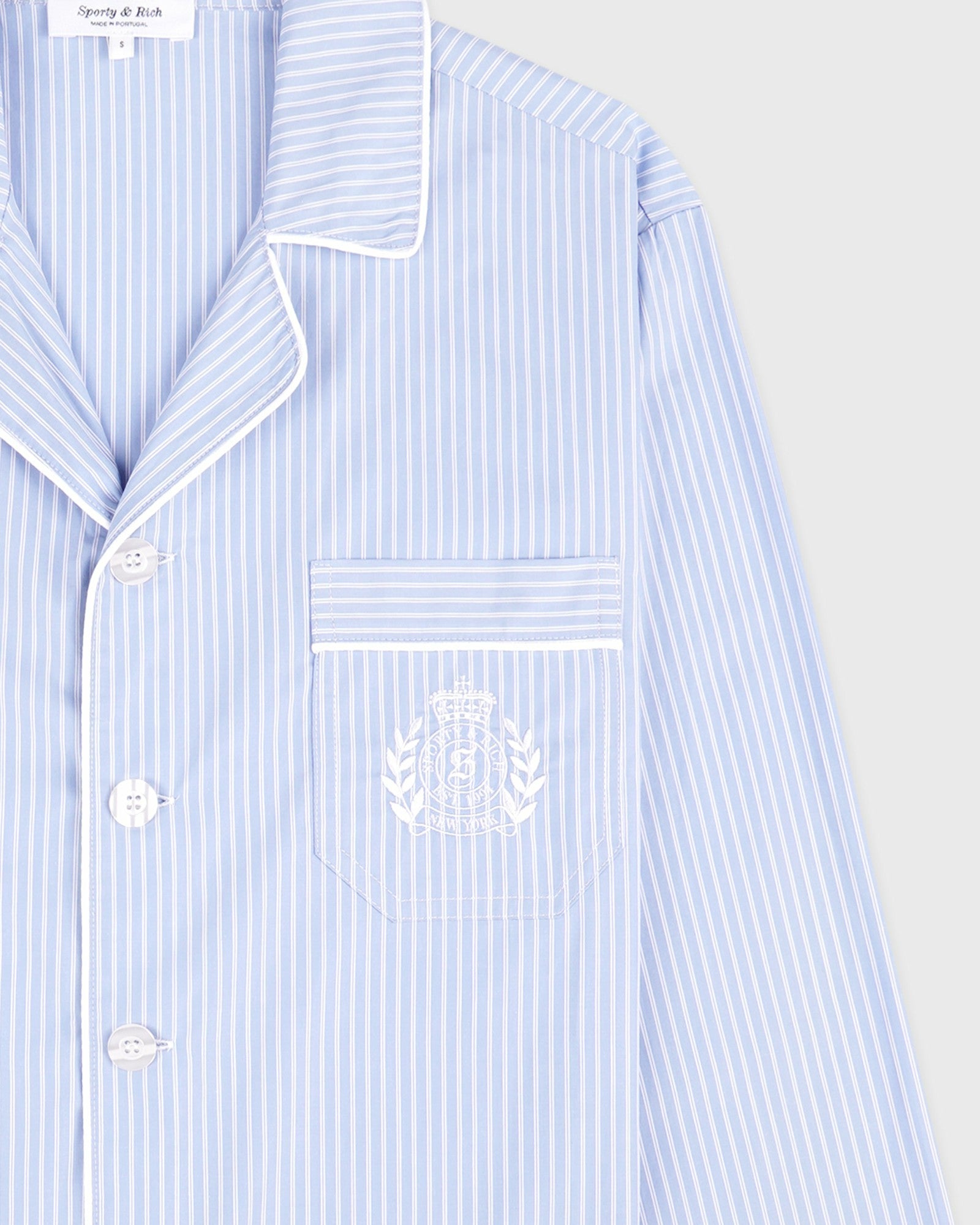 NY Crest Pyjama Shirt - Blue Striped