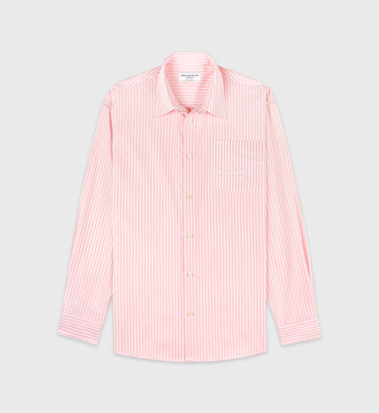 Eden Script Oversized Shirt - Pink/White Thin Stripe