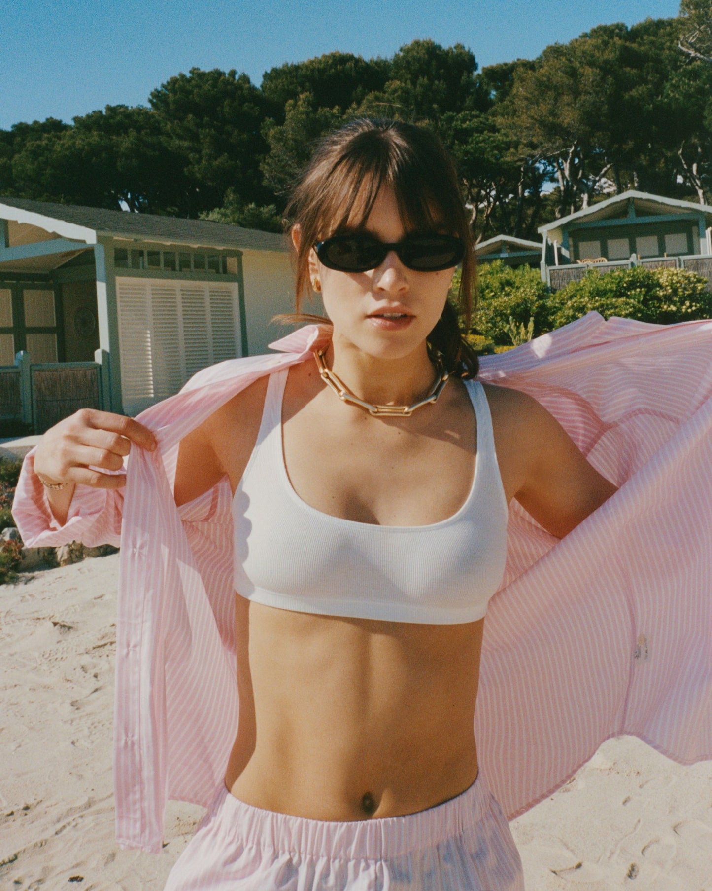 Eden Script Oversized Shirt - Pink/White Thin Stripe