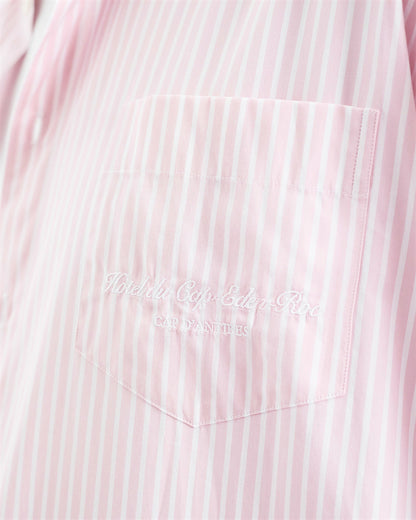 Eden Script Oversized Shirt - Pink/White Thin Stripe