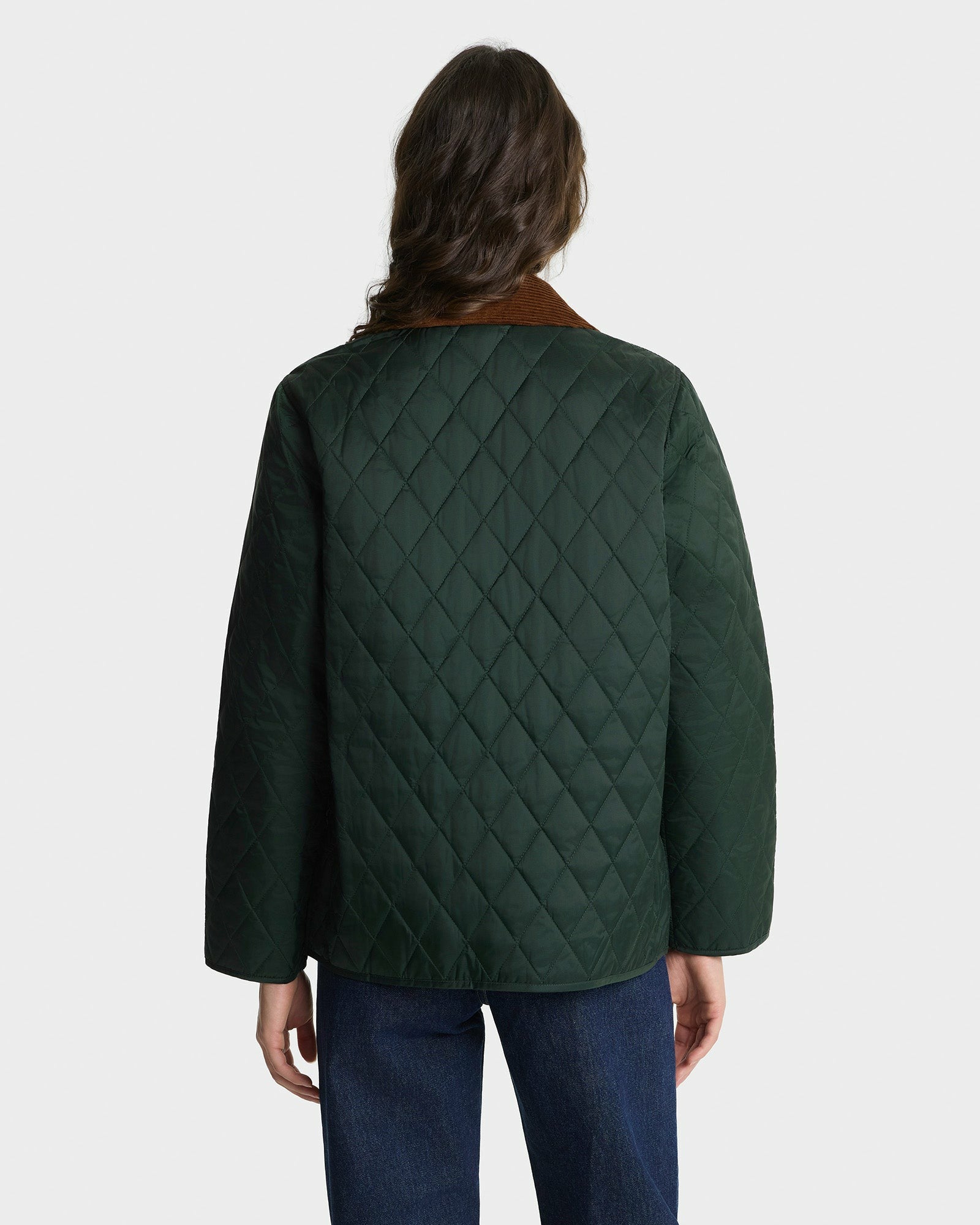 NY Crest Nylon Quilted Jacket - Forest/Tan