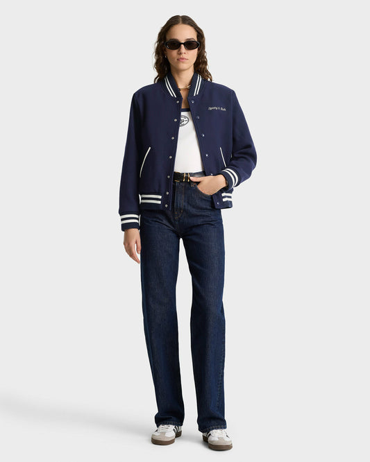 Eden Crest Varsity Jacket Women - Navy/White