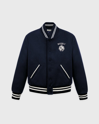 BH Crest Wool Varsity Jacket - Navy/White