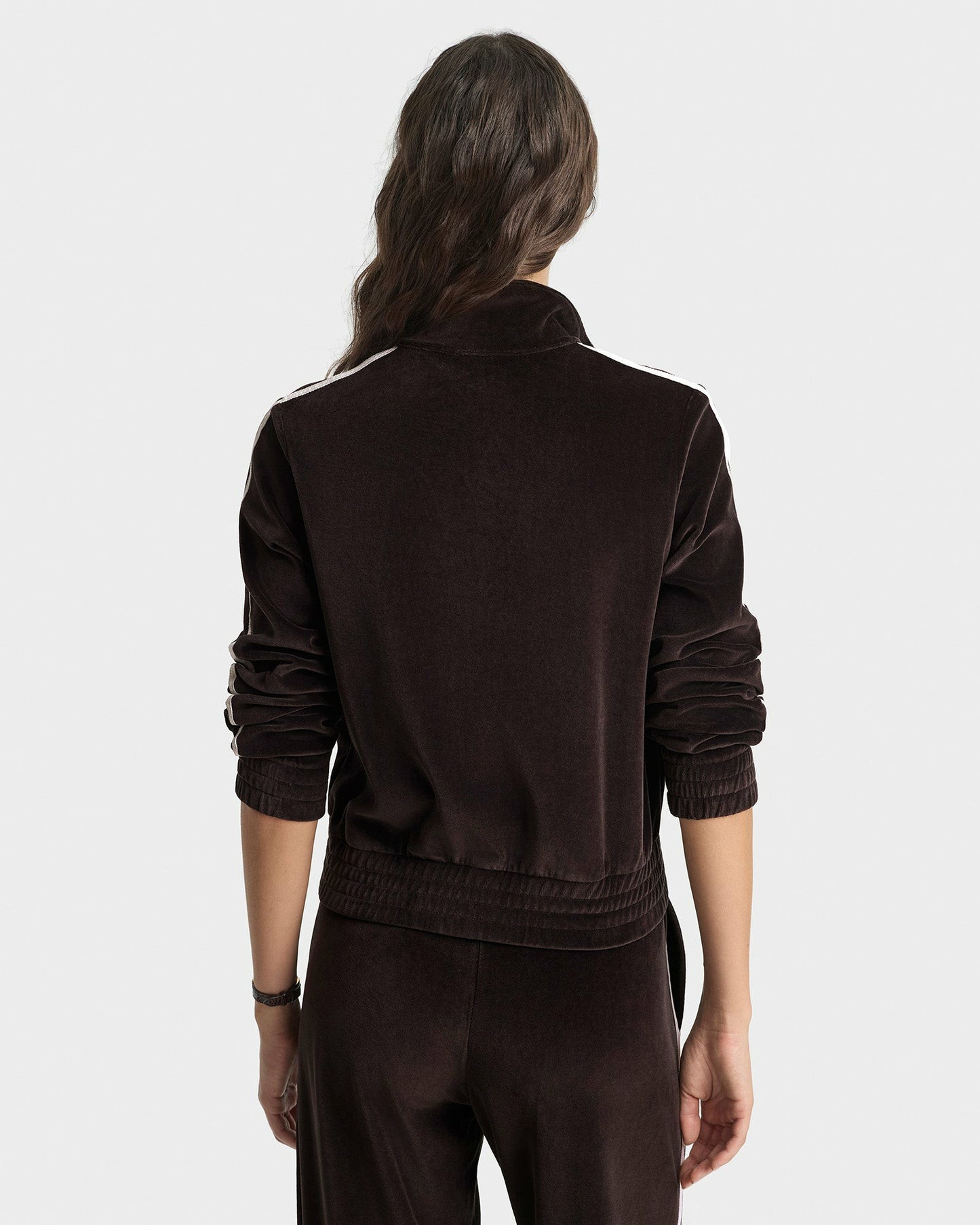 NY Crest Elio Velour Track Jacket - Chocolate
