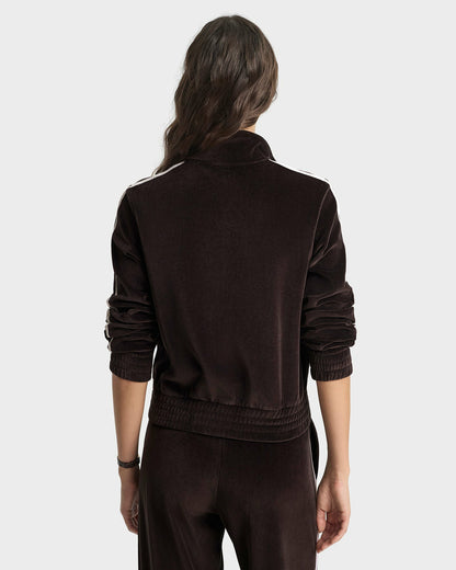 NY Crest Elio Velour Track Jacket - Chocolate