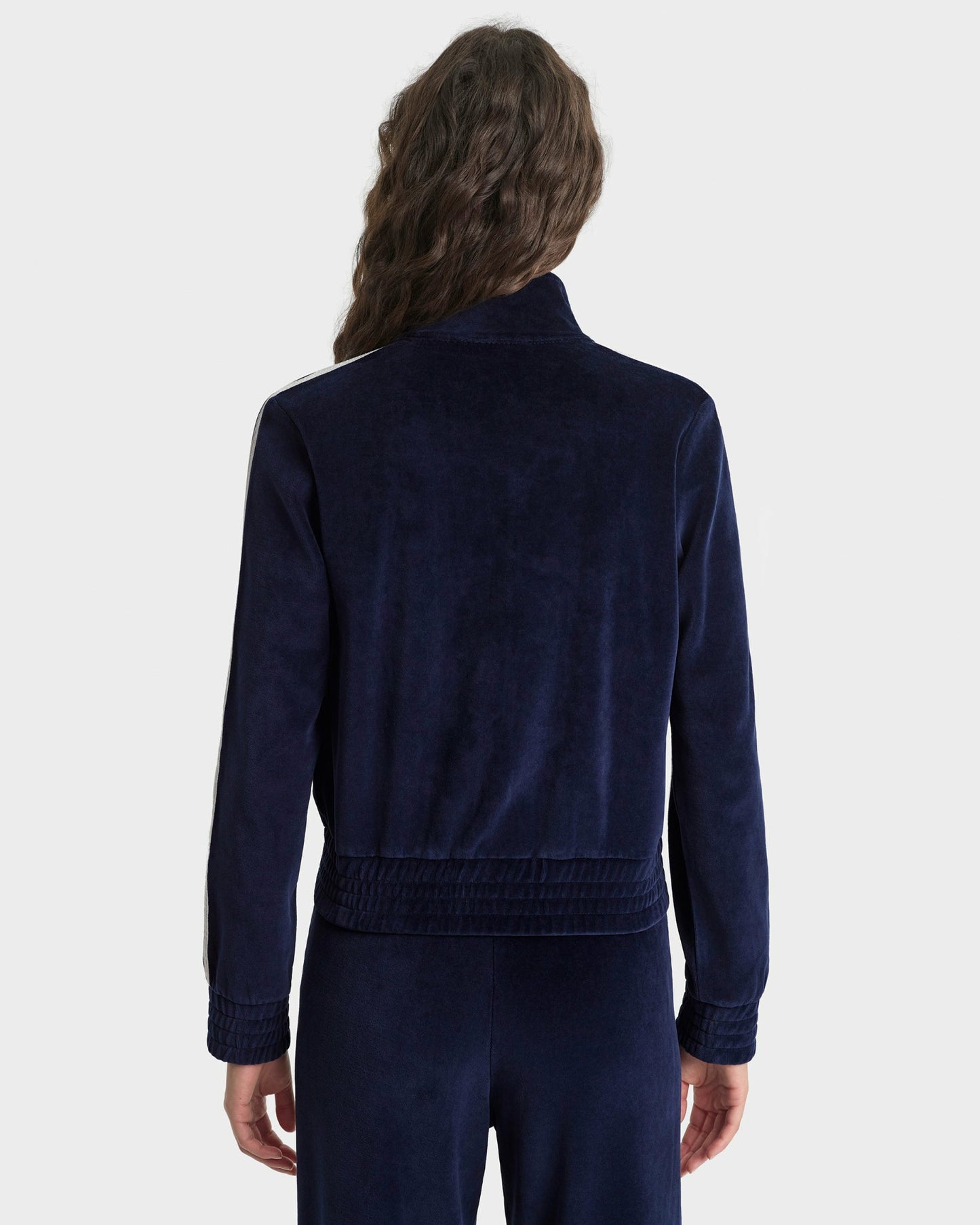 Crown Tennis Elio Velour Track Jacket - Navy/Ecru