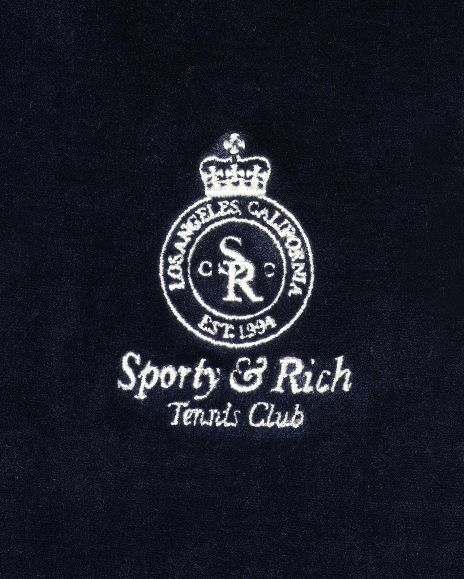 Crown Tennis Elio Velour Track Jacket - Navy/Ecru