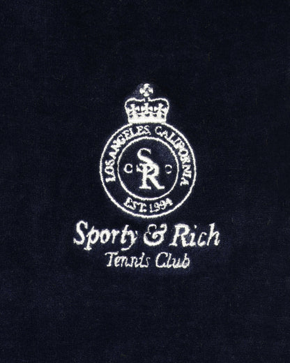 Crown Tennis Elio Velour Track Jacket - Navy/Ecru