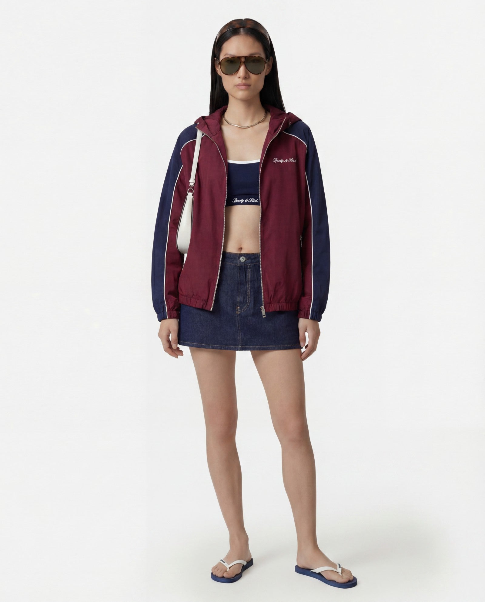 Signature Logo Gym Jacket - Bordeaux/White/Navy