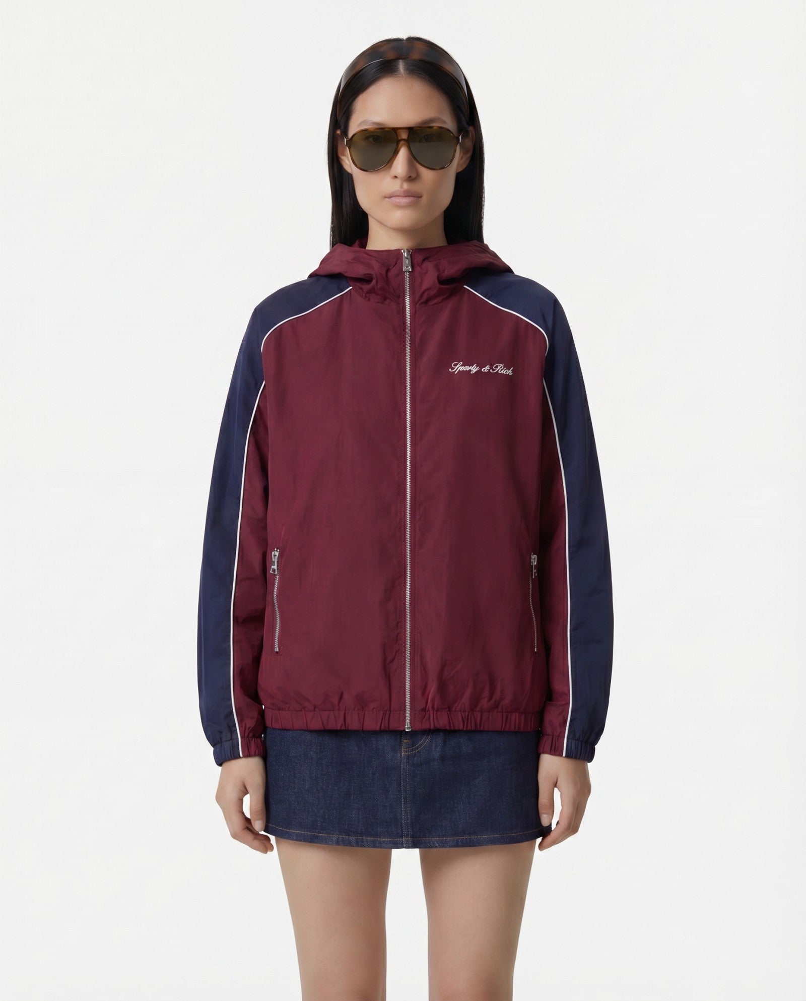 Signature Logo Gym Jacket - Bordeaux/White/Navy