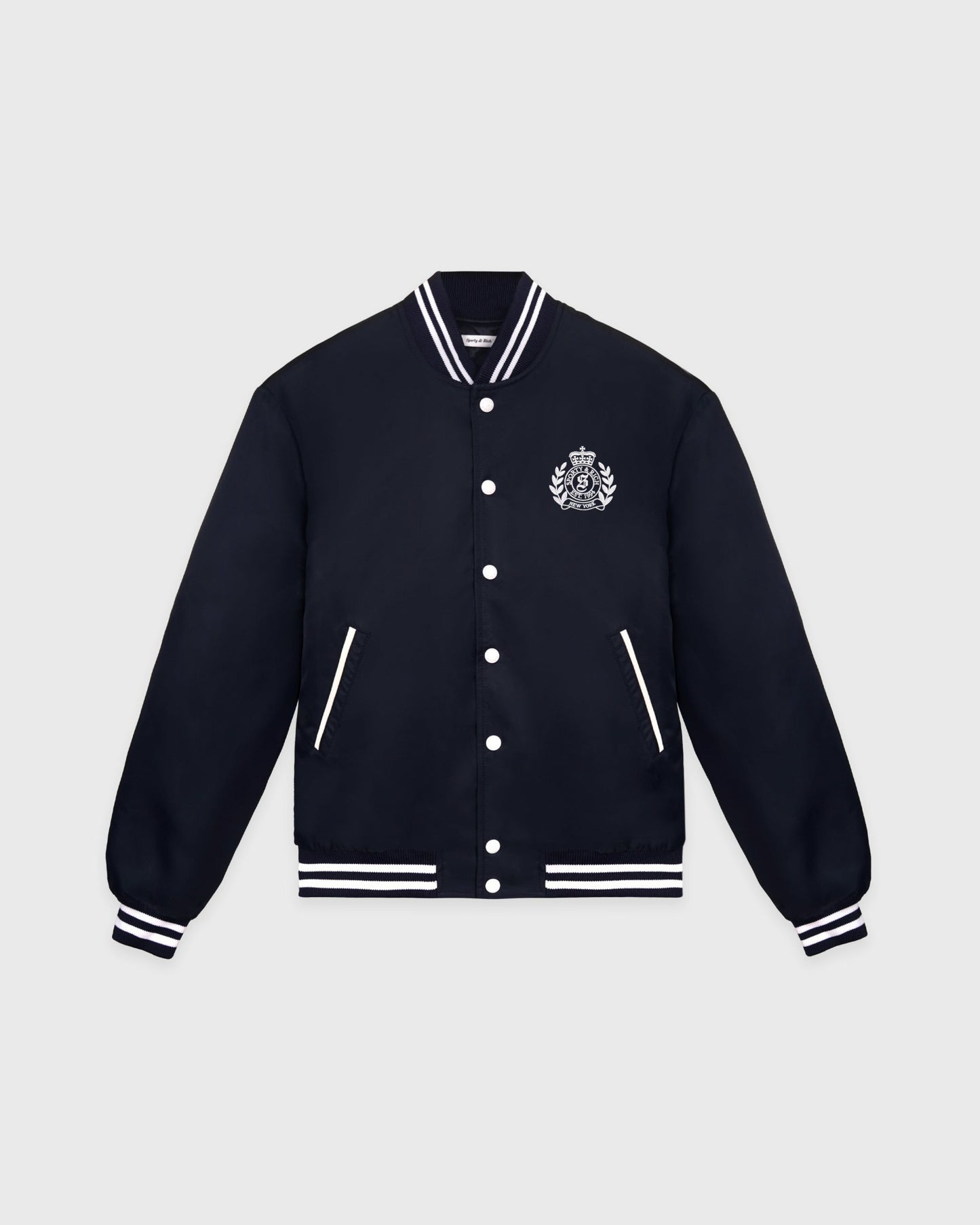 H&W Crest Oversized Varsity Jacket - Dark Navy