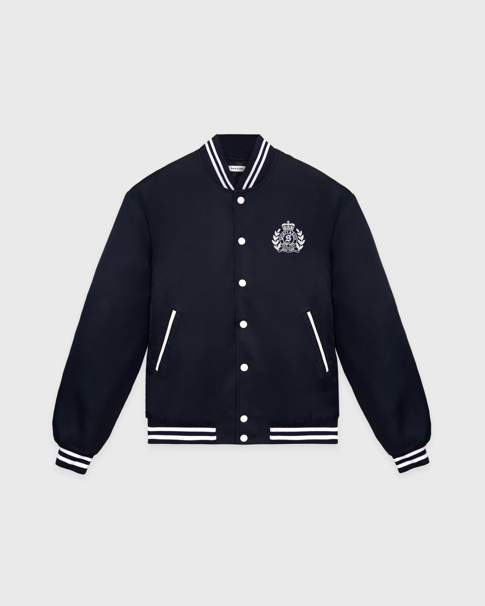 H&W Crest Oversized Varsity Jacket - Dark Navy