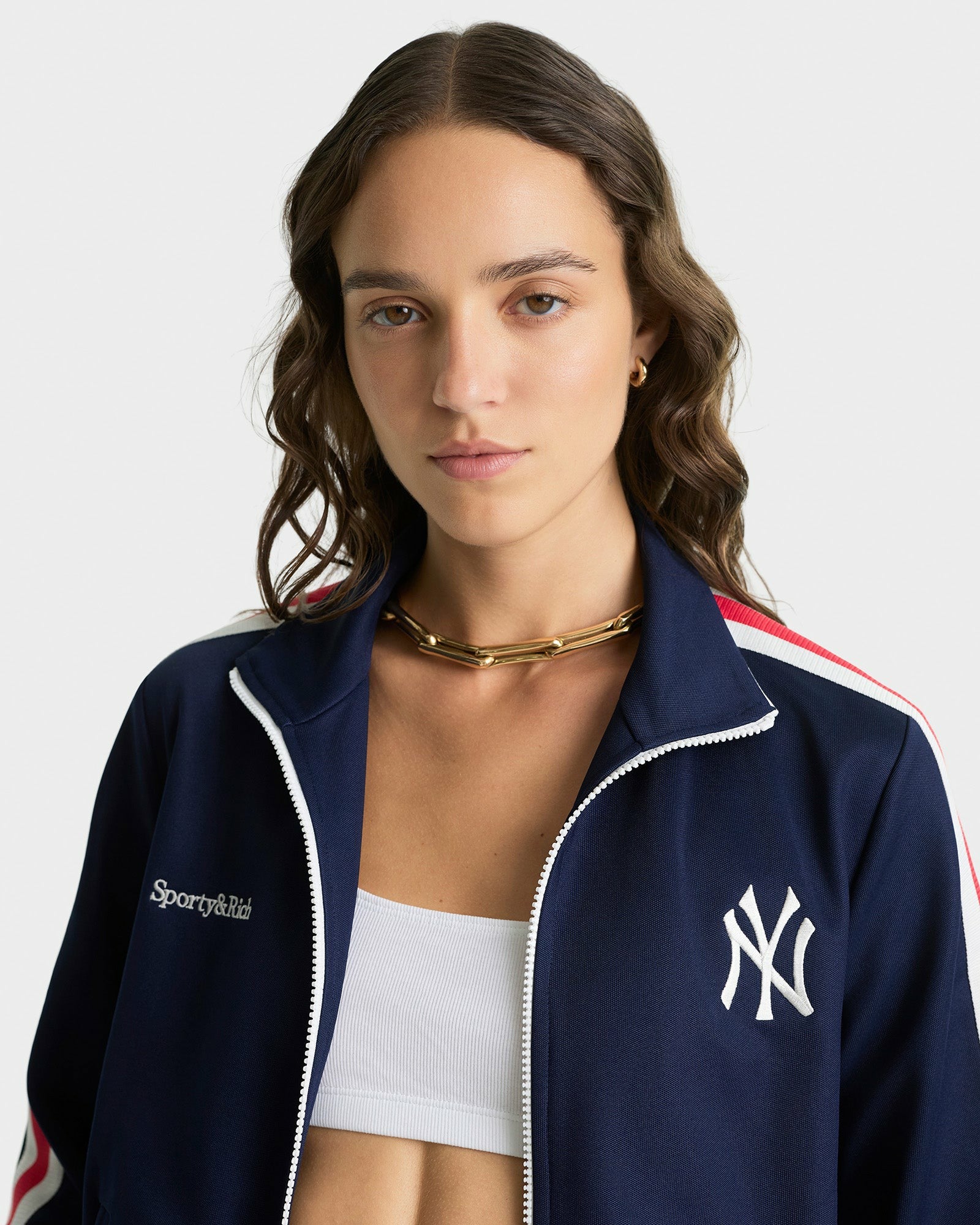 Yankees Serif Track Jacket - Navy/White/Red