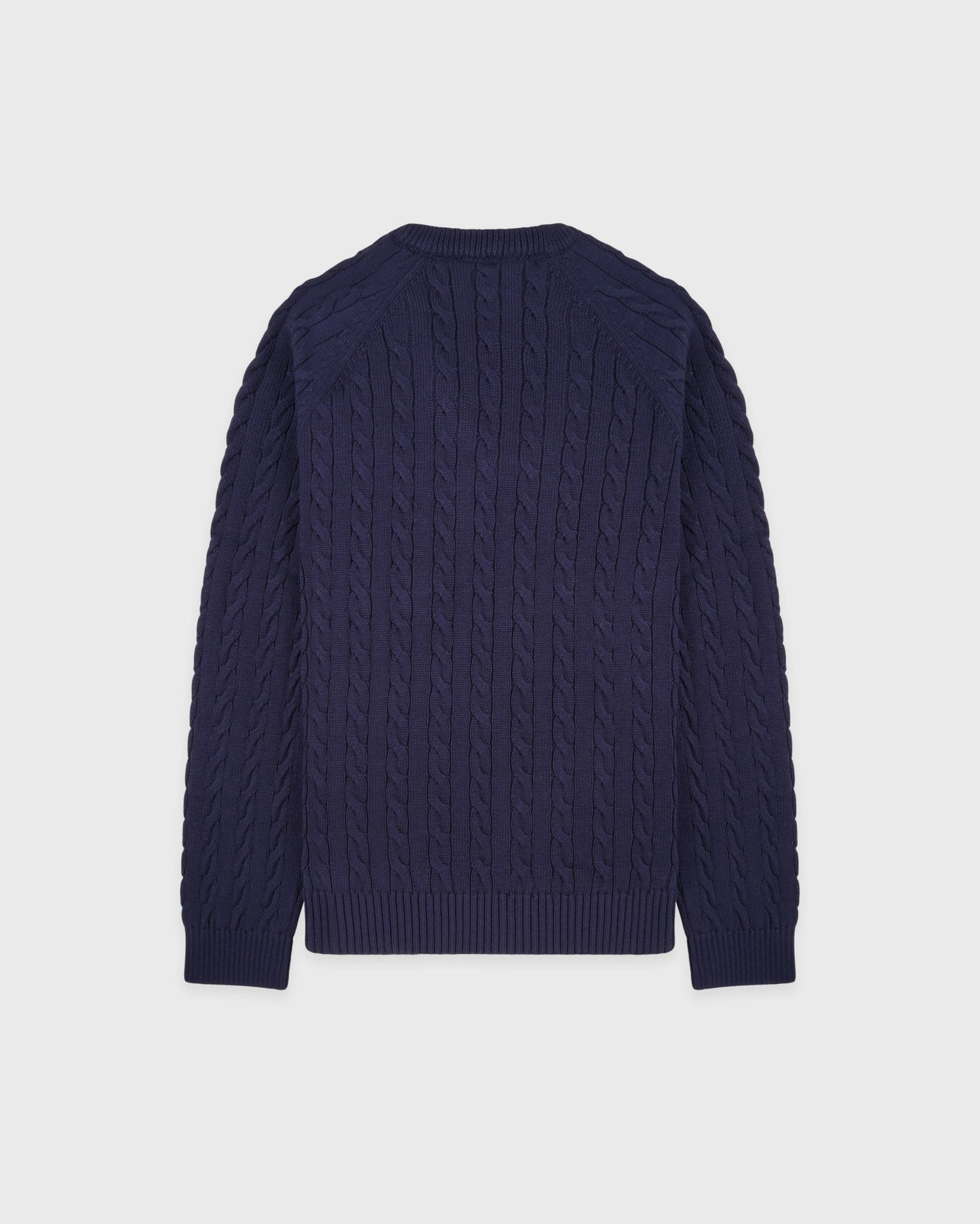 NY Crest V-Neck Cable Sweater - Light Navy/Ecru