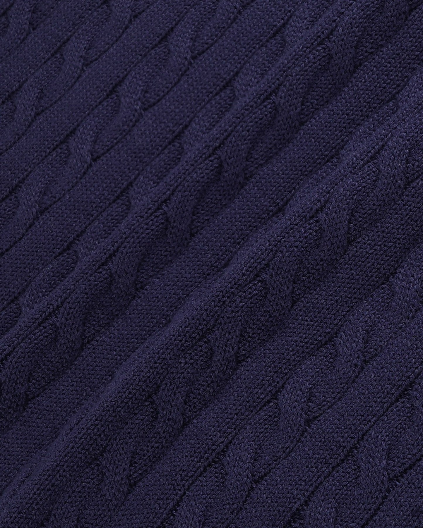 NY Crest V-Neck Cable Sweater - Light Navy/Ecru