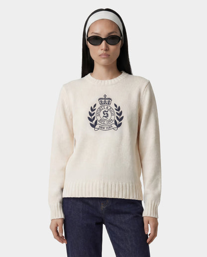 NY Crest Knitted Sweater - Ecru/Navy