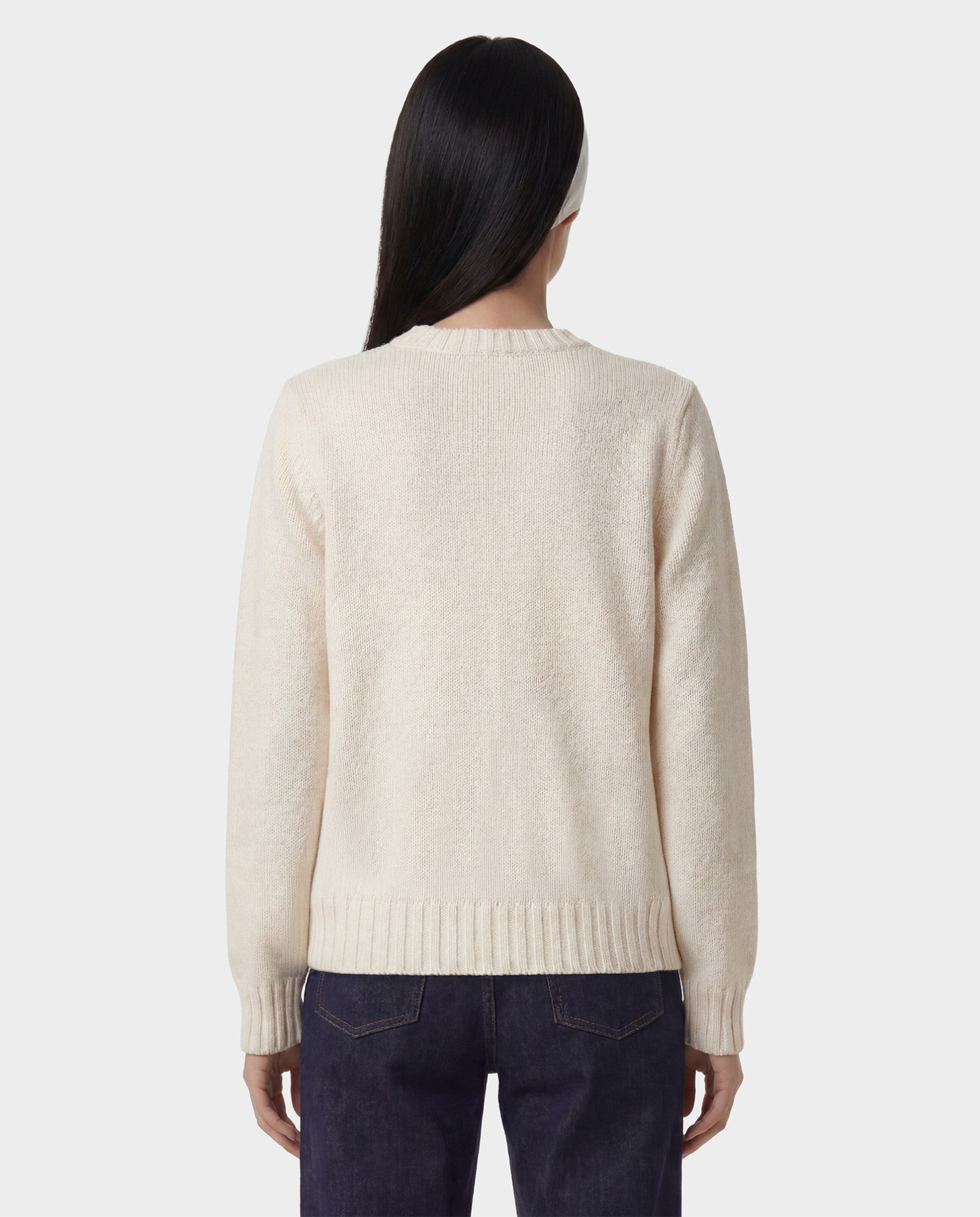 NY Crest Knitted Sweater - Ecru/Navy