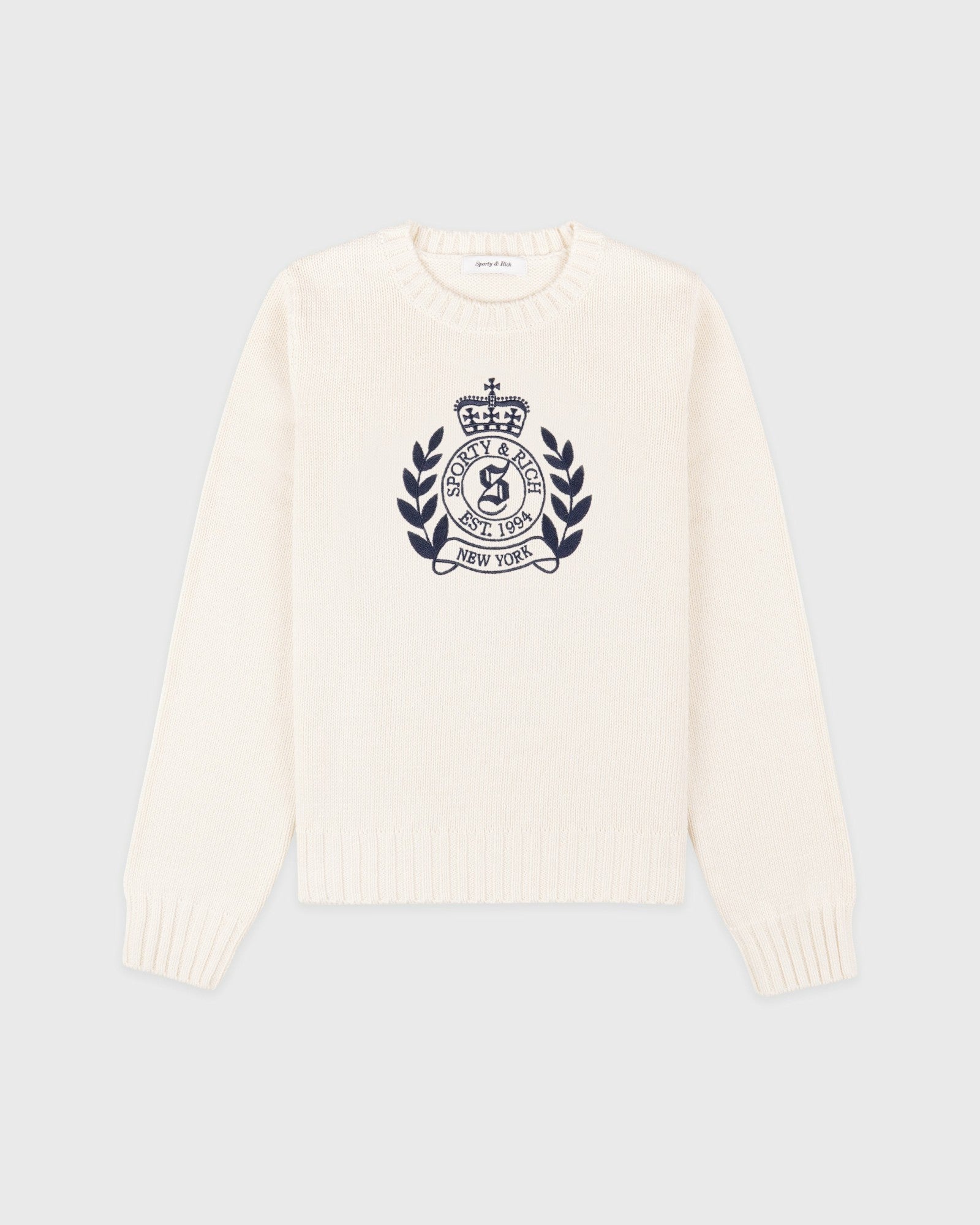 NY Crest Knitted Sweater - Ecru/Navy