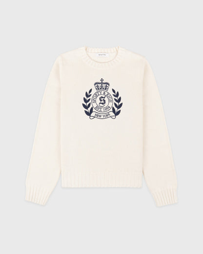 NY Crest Knitted Sweater - Ecru/Navy