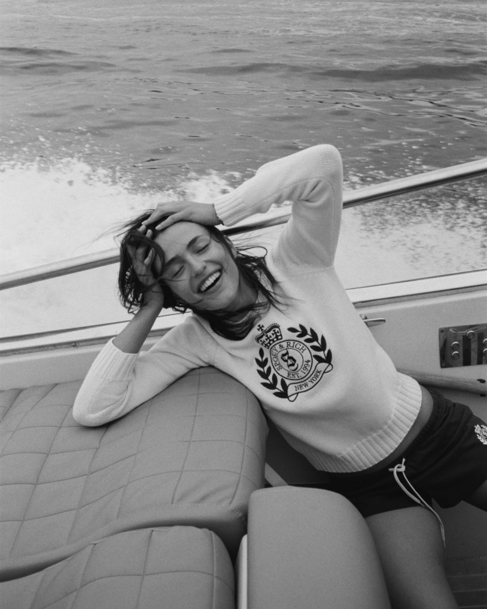 NY Crest Knitted Sweater - Ecru/Navy