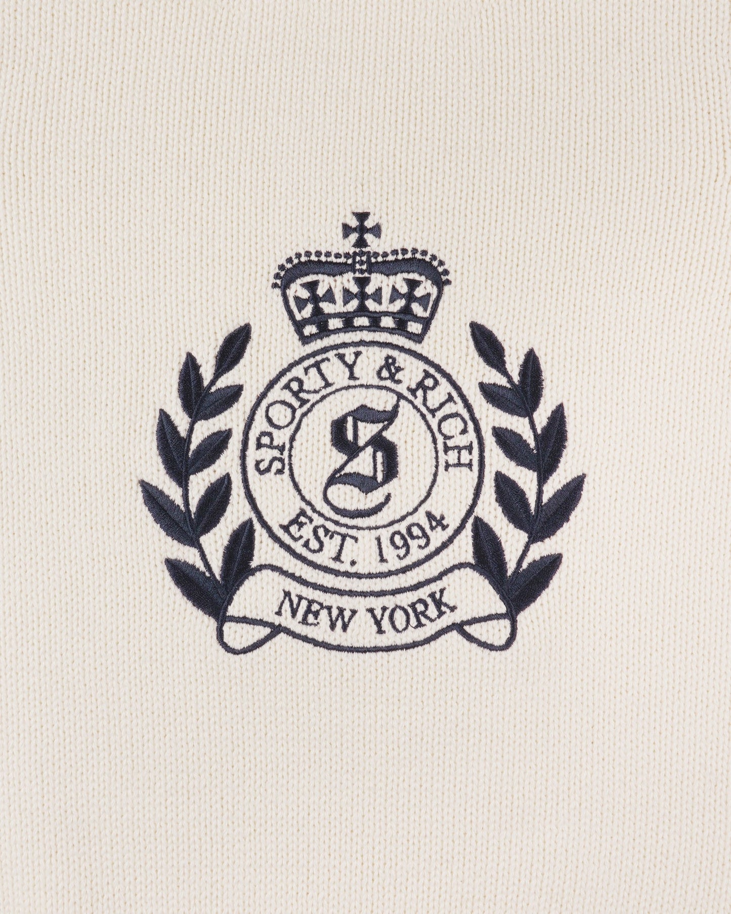 NY Crest Knitted Sweater - Ecru/Navy