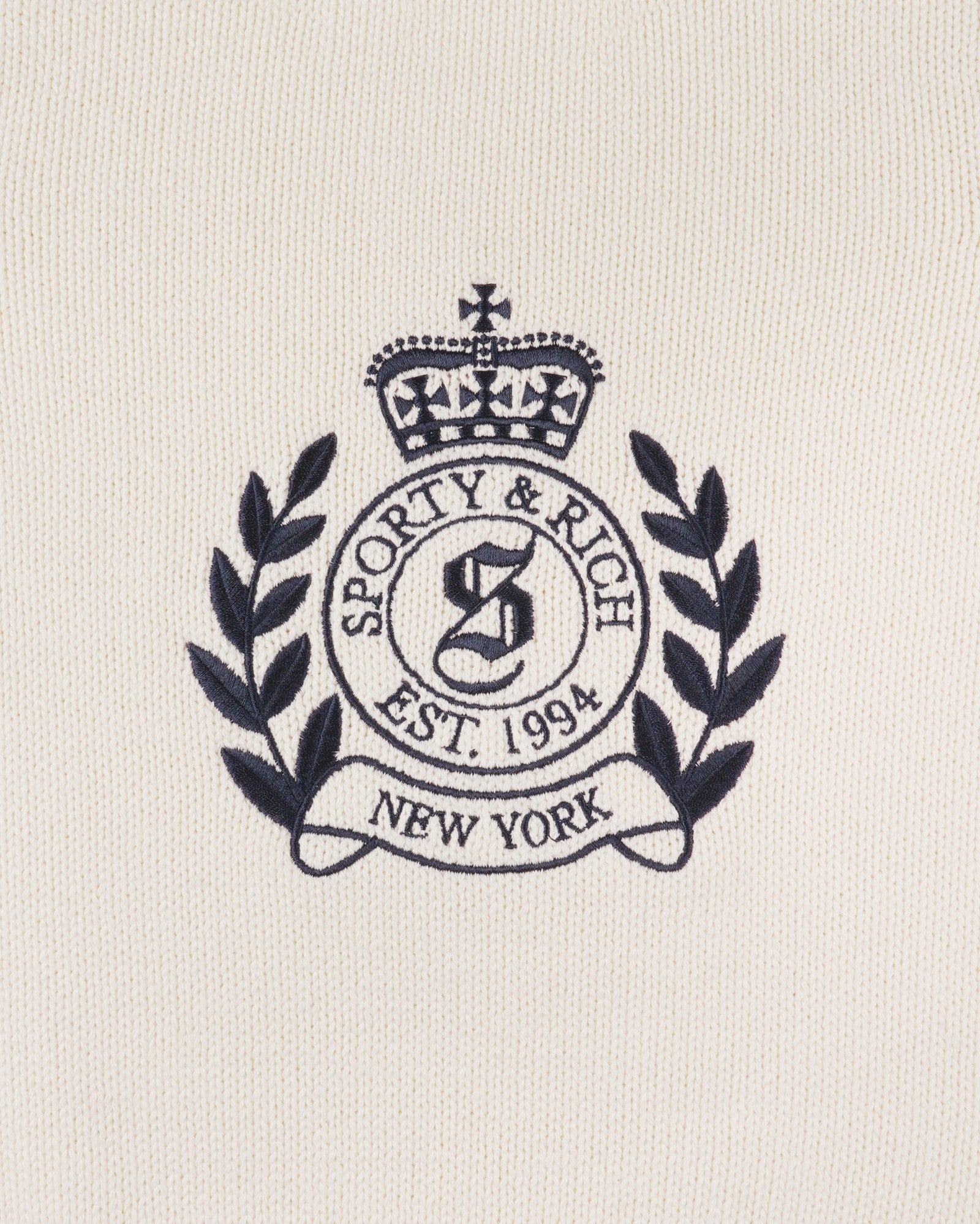 NY Crest Knitted Sweater - Ecru/Navy