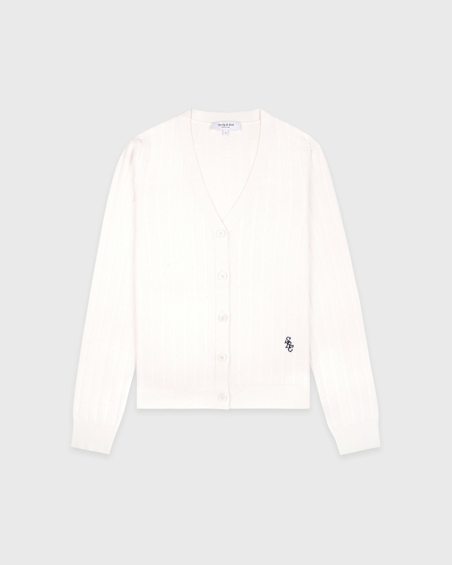 SRC Ribbed Cardigan - Ecru/Navy