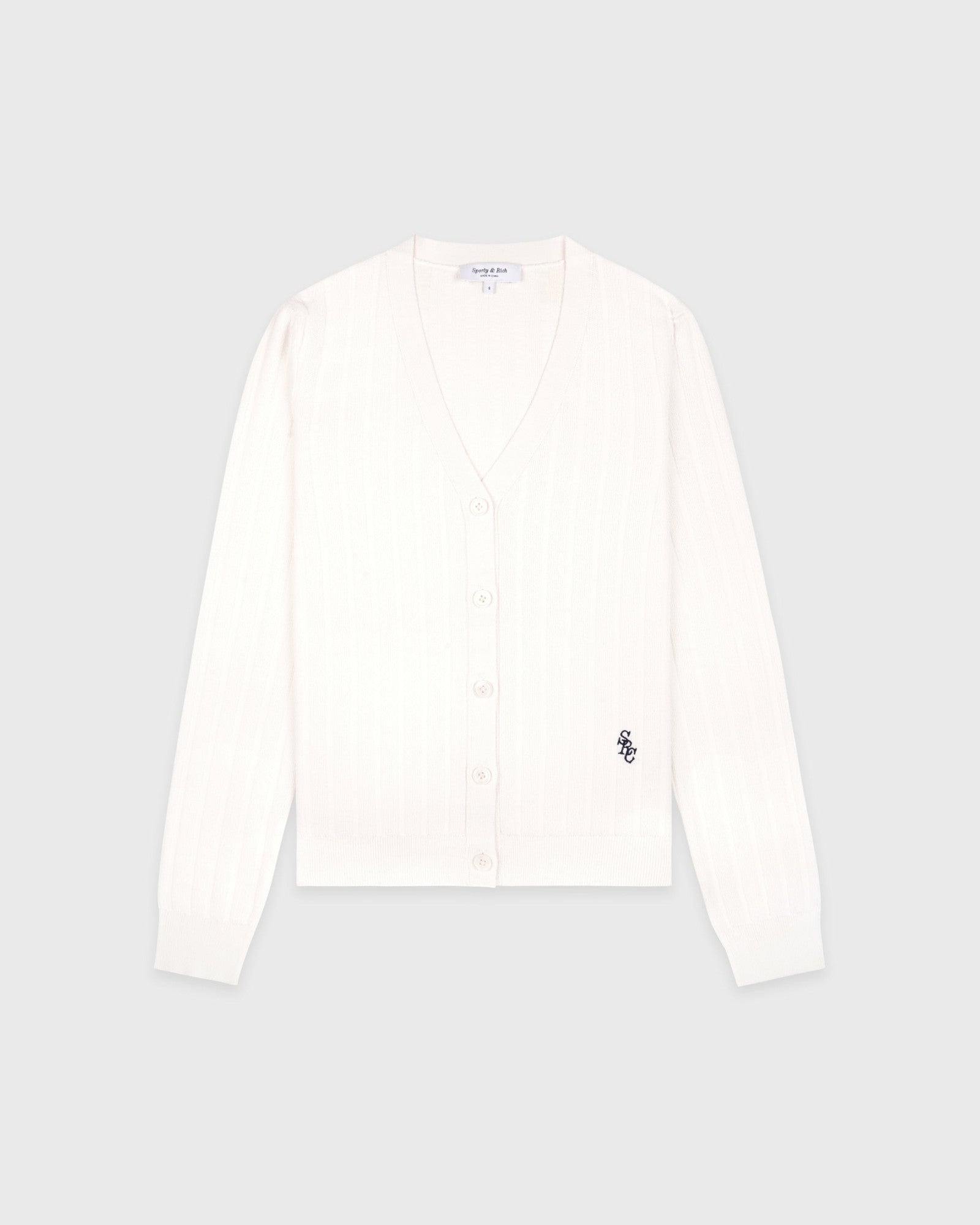 SRC Ribbed Cardigan - Ecru/Navy