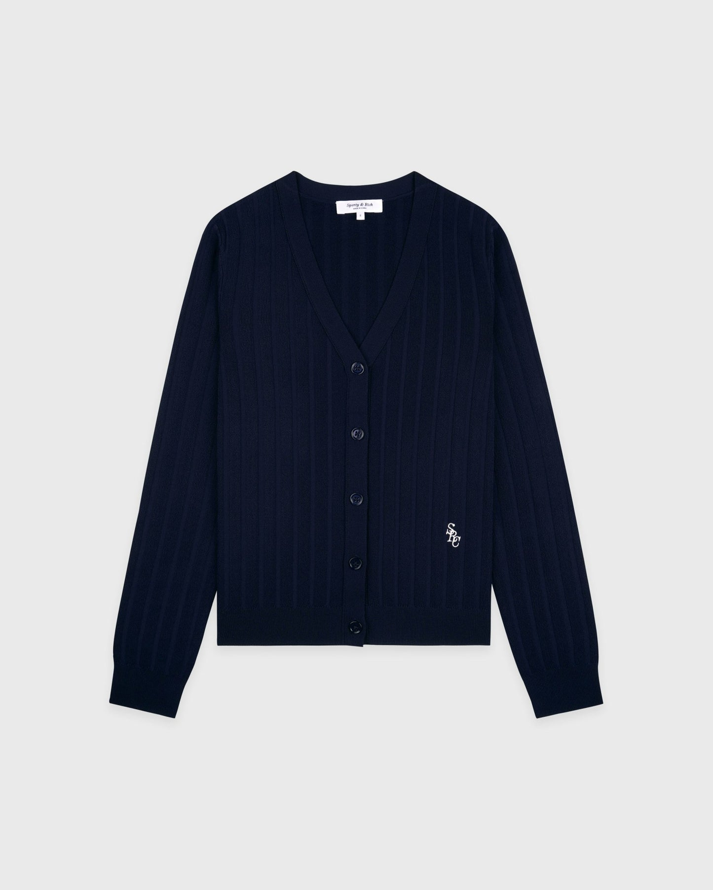 SRC Ribbed Cardigan - Dark Navy/White