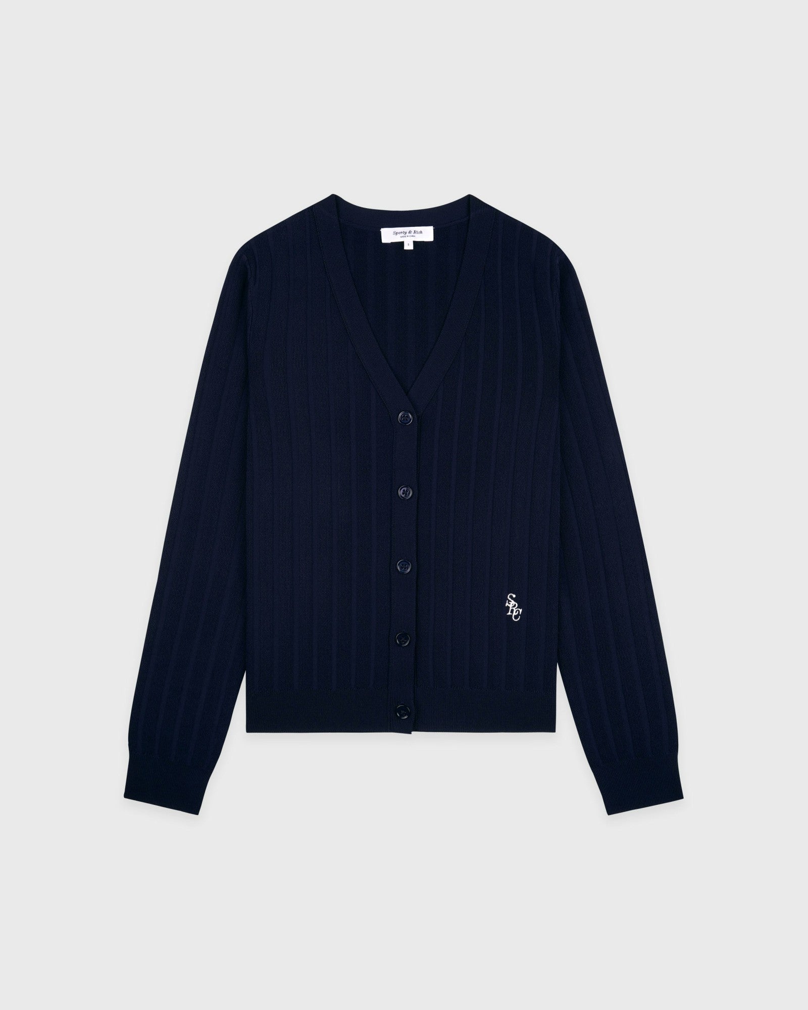 SRC Ribbed Cardigan - Dark Navy/White
