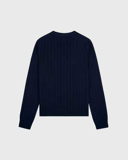 SRC Ribbed Cardigan - Dark Navy/White