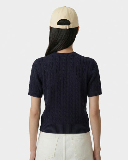 SRC Cotton Cableknit Sweater - Navy/White