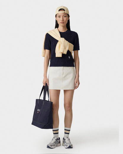 SRC Cotton Cableknit Sweater - Navy/White