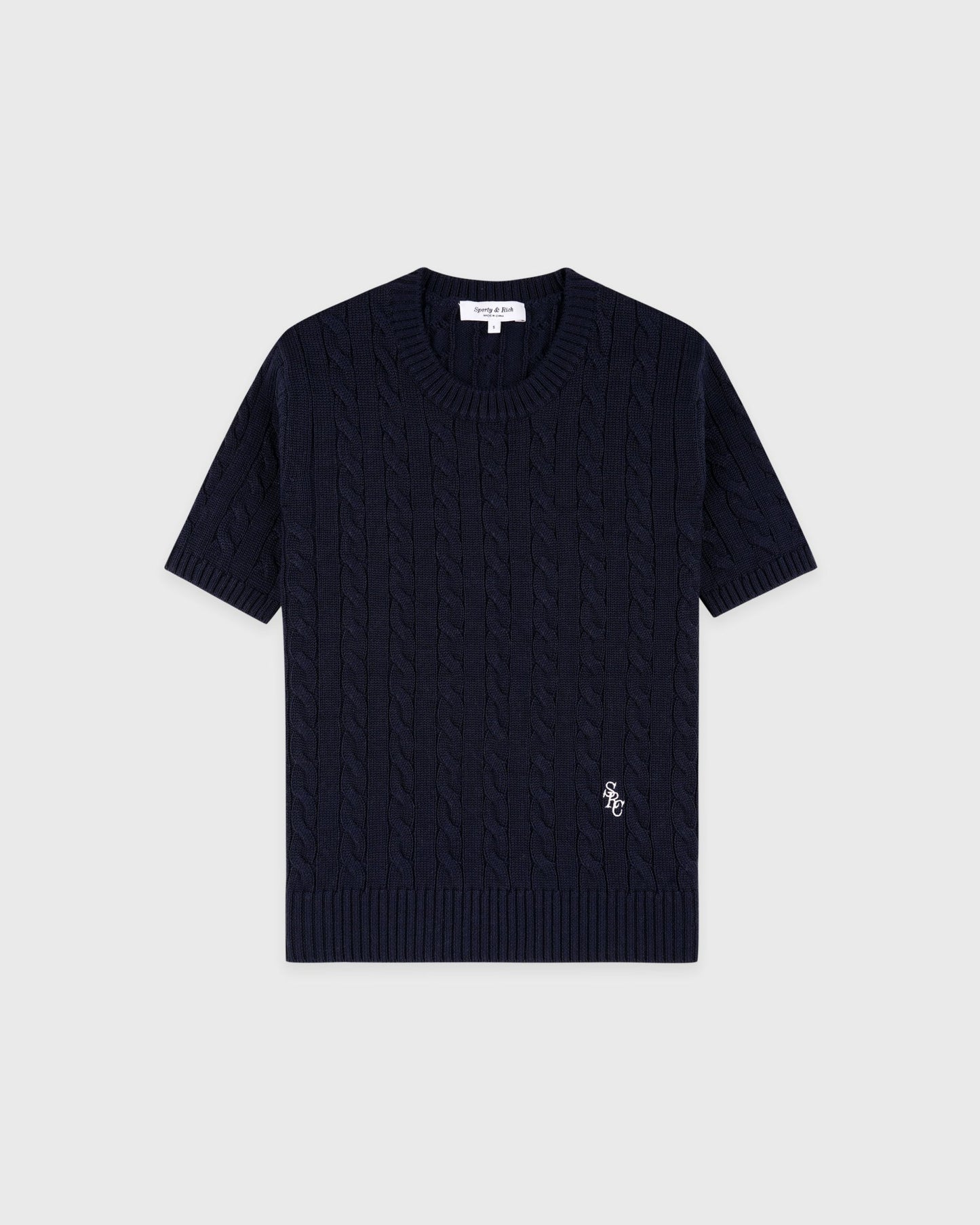 SRC Cotton Cableknit Sweater - Navy/White