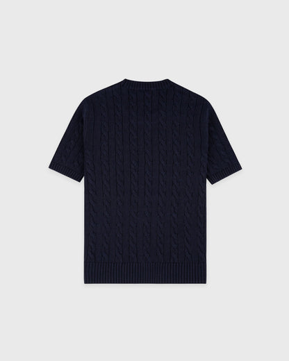 SRC Cotton Cableknit Sweater - Navy/White