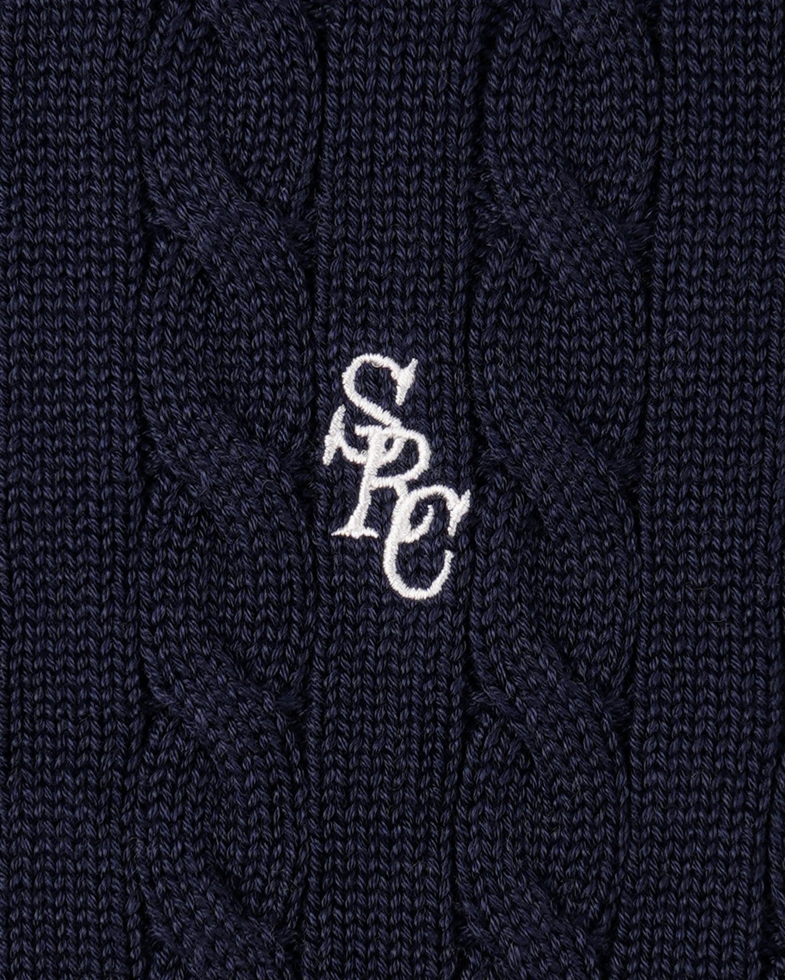 SRC Cotton Cableknit Sweater - Navy/White