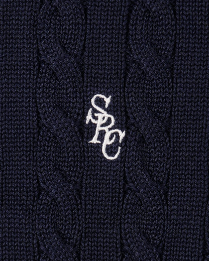 SRC Cotton Cableknit Sweater - Navy/White