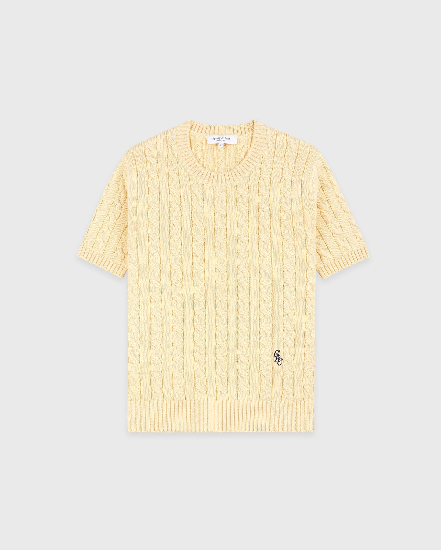 SRC Cotton Cableknit Sweater - Almond/Navy