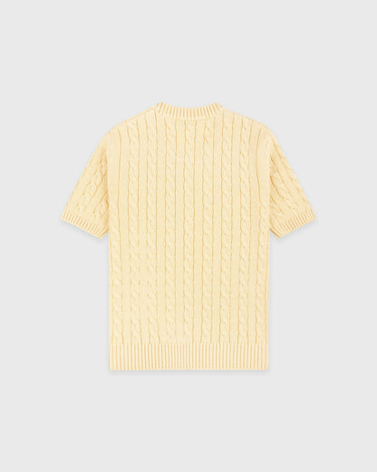 SRC Cotton Cableknit Sweater - Almond/Navy