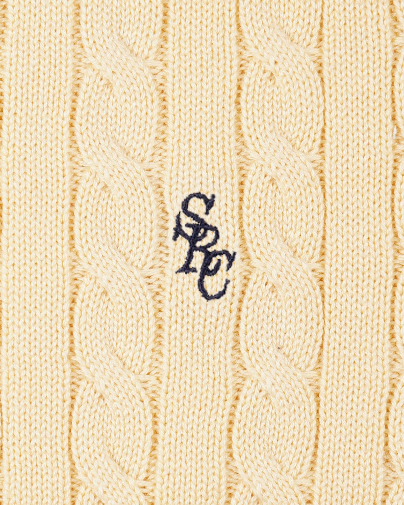 SRC Cotton Cableknit Sweater - Almond/Navy