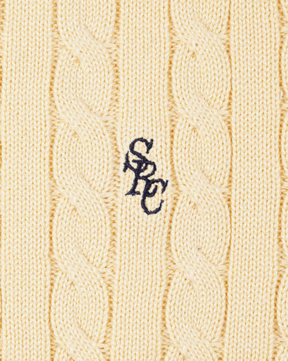 SRC Cotton Cableknit Sweater - Almond/Navy