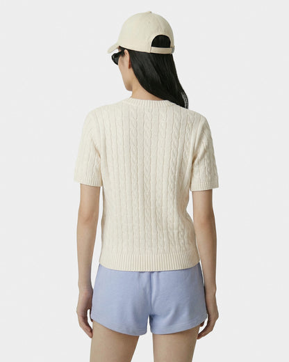 SRC Cotton Cableknit Sweater - Ecru/Navy