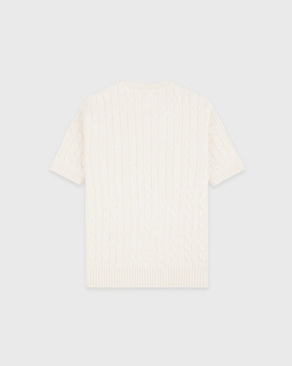 SRC Cotton Cableknit Sweater - Ecru/Navy