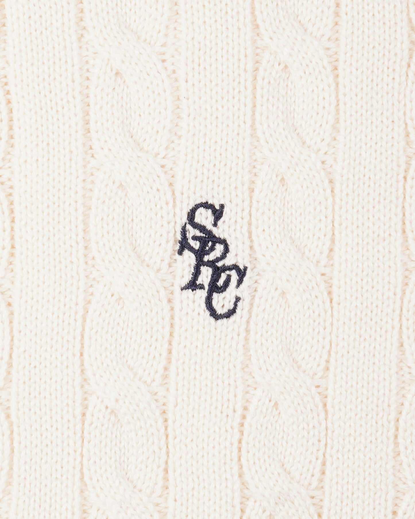 SRC Cotton Cableknit Sweater - Ecru/Navy
