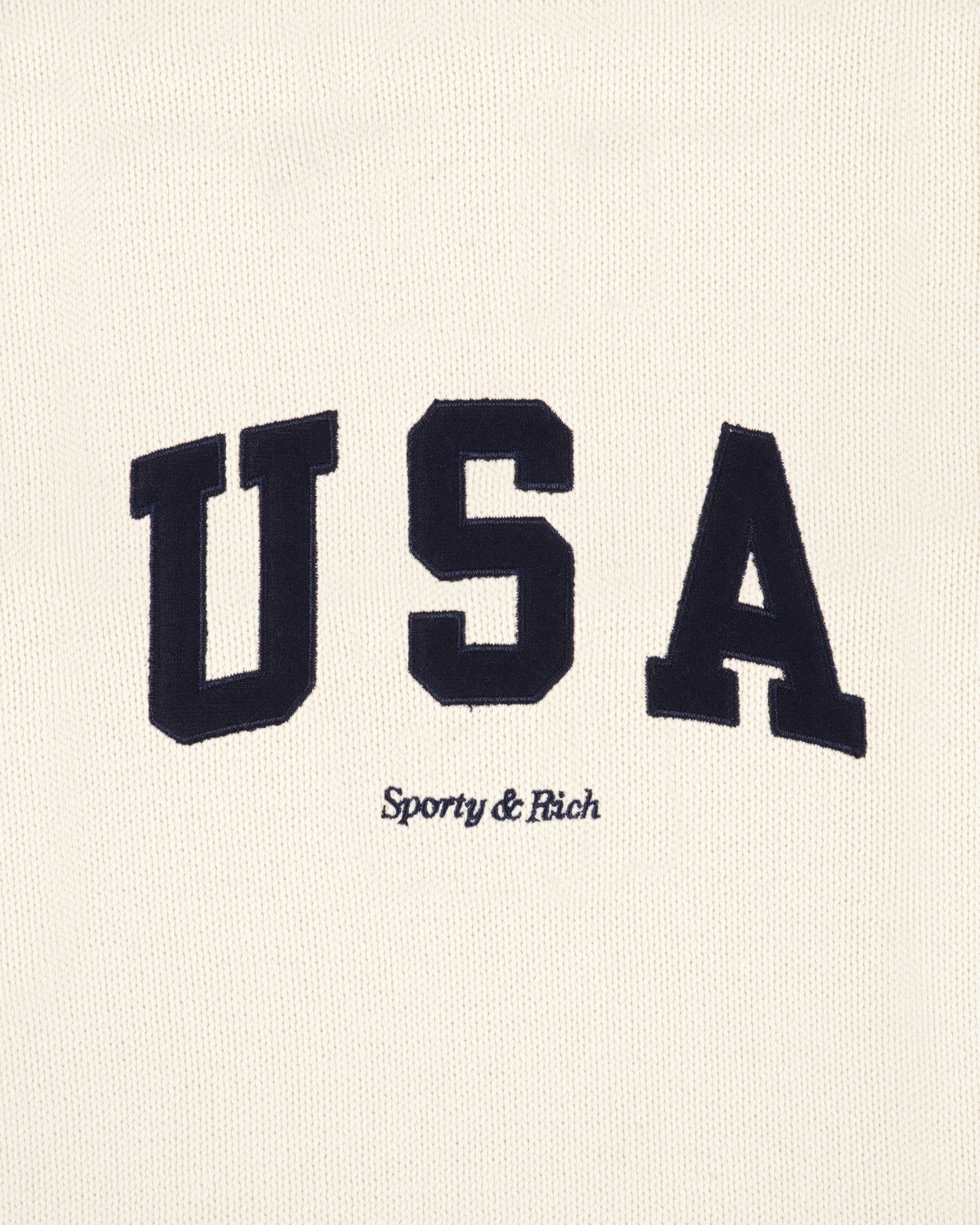 USA Knitted Sweater - Ecru/Navy
